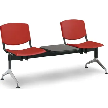 EUROSEAT Plastová lavice do čekáren SMILE, 2-sedák, se stolkem, červená
