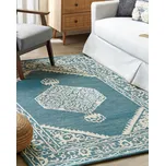 Koberec bílý a modrý vlněný 160 x 230 cm s orientálním vzorem ručně všívaný ložnice obývák Beliani