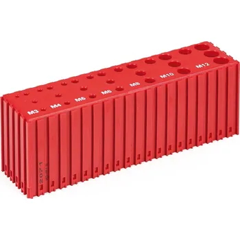 Plastový box pro ukládání závitníků M3-M12, modul 20x5, 28 dutin, červená