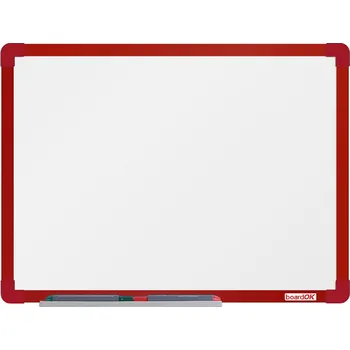 Bílá magnetická popisovací tabule boardOK 600 x 450 mm, červený rám