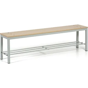 Šatní lavice s botníkem, sedák - lamino, šedé nohy, délka 1500 mm, bříza