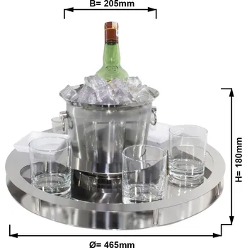 Vinotéka G.Gastro Barový set s chladicí nádobou na lahve & 2 snack miskami
