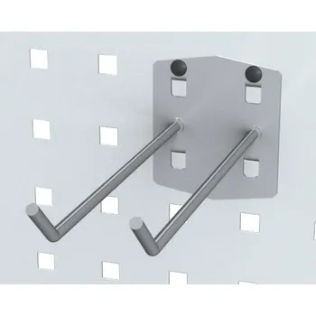 Dílenský regál Alfa 3 Háček dvojitý 45° - 150 mm na nářadí pro EUROPERFO panely