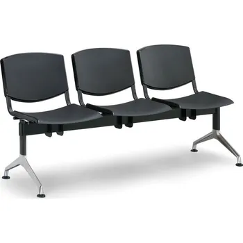 EUROSEAT Plastová lavice do čekáren SMILE, 3-sedák, černá