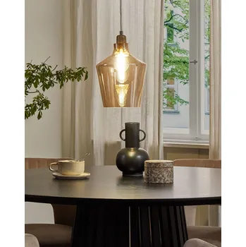 Osvětlení Závěsná lampa zlaté tónované sklo skleněné stínidlo ve tvaru zvonu moderní industriální design Beliani