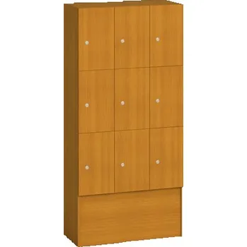 Šatní skříň Corping Dřevěná šatní skříňka S5 s odkládacími boxy, 9 boxů, 1700 x 900 x 420 mm, cylindrický zámek, třešeň