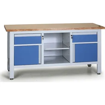 Dílenský stůl Dílenský ponk EXPERT, 2 zásuvky, 2 skříňky, 1 police