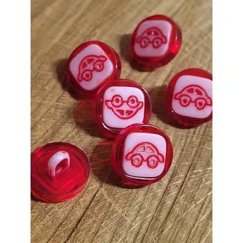 Knoflík Knoflík dětský s autíčkem červený