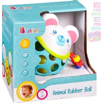 Bam Bam Baby Koule gumová myška s chrastítkem pro miminko