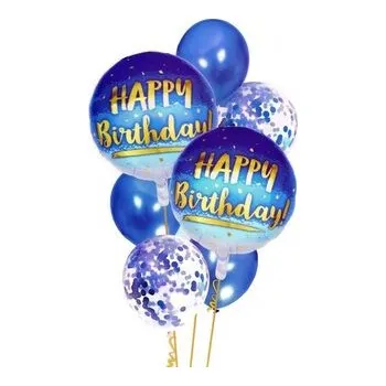 Balónek Balony Happy Birthday niebieski 7szt