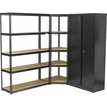 Dílenský regál Rohový regálový systém PREMIUM s dílenskou skříní, 3 díly - AH1007