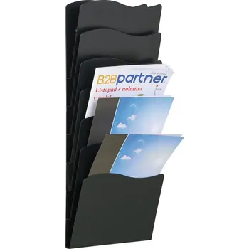 Nástěnný zásobník na prospekty, 7 kapes, černý