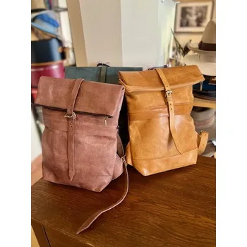 Městský batoh Kožený batoh na záda HAND MADE - VANILKA