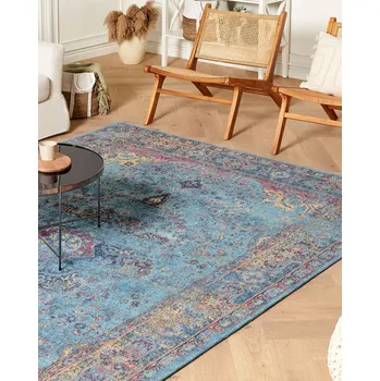 Koberec Koberec modrý bavlna polyester 200 x 300 cm orientální vzor vintage bytové doplňky Beliani