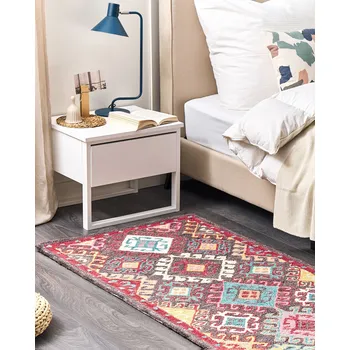 Koberec Koberec vícebarevný 80 x 150 cm vysoká hustota vlasu orientální vzor kilim Beliani