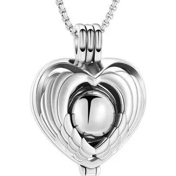 Náhrdelník Náhrdelník - pamětní přívěsek, pietní přívěsek, přívěsek srdce s kuličkou - Náhrdelník - pamětní přívěsek, pietní přívěsek, přívěsek srdce s kuličkou