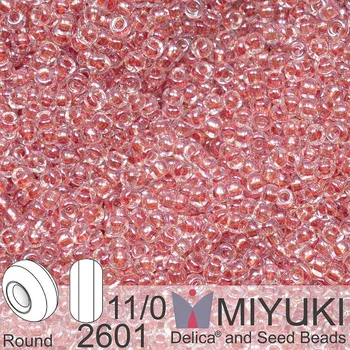 Korálek Korálky Miyuki Round 11/0. Barva 2601 Sparkling Antique Rose Lined Crystal . Balení 5g.