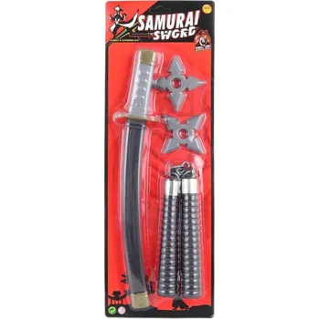 Dětská zbraň Ninja bojovník dětské zbraně akční set samurajský meč + 2 hvězdice s nunčaky