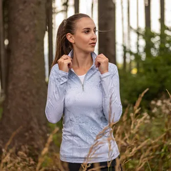 Dámský svetr Šedý dámský funkční rolák s vločkami a na zip Velikost: L