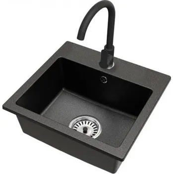Granitový dřez Granitový dřez DON + baterie DECO ČERNÁ ŽULA 44,2 x 41,5 x 17,1cm