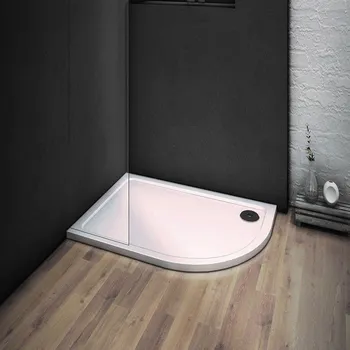 Sprchová vanička Vanička VENETS sprchová 100x80x3 cm čtvrtkruhová asymetrická levá litý mramor bílá VANKASCTVR8010L