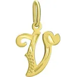 Zlatý přívěsek písmeno V