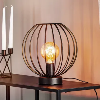 Lampička HELam Stolní lampa Cumera s klecovým stínidlem, Ø 30 cm černý 1 x 60 W - Doprava zdarma