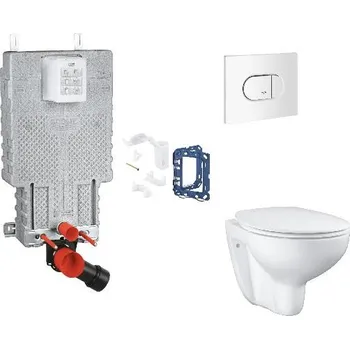 WC sada Grohe Uniset - Set předstěnové instalace, klozetu, sedátka SoftClose, tlačítka Arena Cosmopolitan a sady pro vhazování tablet, alpská bílá SANI15BB3119