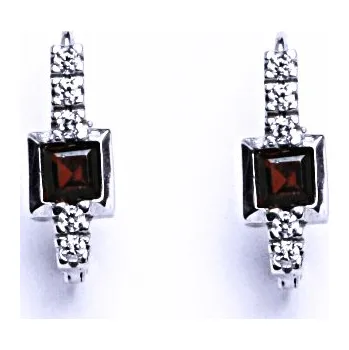 Náušnice Stříbrné náušnice přírodní granát - VE37 (Stříbrné náušnice s přírodním granátem)