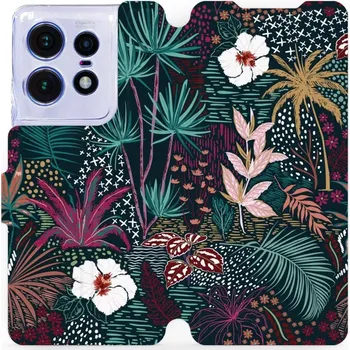 Pouzdro na mobilní telefon Flipové pouzdro Mobiwear - Motorola Edge 50 Pro - VP13S Temná flóra (Knížkové flip pouzdro, obal, kryt na mobil Motorola Edge 50 Pro - VP13S Temná flóra, materiál Umělá kůže + TPU - ochrana 360°, stojánek, silikonová vanička, magnetické zavírání)