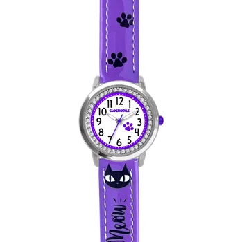 Hodinky CLOCKODILE Náramkové fialové dívčí dětské hodinky KOČKY CWG5190 ( )