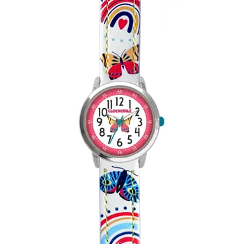 Hodinky CLOCKODILE Dětské bílé dívčí dětské hodinky MOTÝL CWG5181