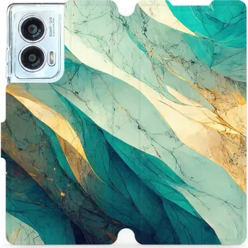Pouzdro na mobilní telefon Flipové pouzdro Mobiwear - Motorola Edge 50 Fusion - VP37S Zlatavý a zelenkavý mramor (Knížkové flip pouzdro, obal, kryt na mobil Motorola Edge 50 Fusion - VP37S Zlatavý a zelenkavý mramor, materiál Umělá kůže + TPU - ochrana 360°, stojánek, silikonová)