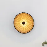 FARO BARCELONA Nástěnné svítidlo Costas, černá/světlé dřevo, ratan, Ø 40 cm - Nástěnný držák - Ø 6 cm, výška 2 cm světlé dřevo, černá 1 x 15 W LED - Doprava zdarma