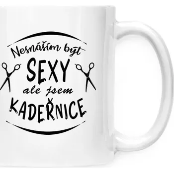 Hrnek malý bílý s potiskem Sexy kadeřnice