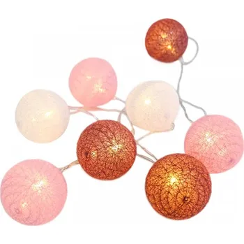 Vánoce ACA DECOR LED girlanda - textilní růžovo-bílé kuličky, teplá bílá, 2xAA, 210 cm