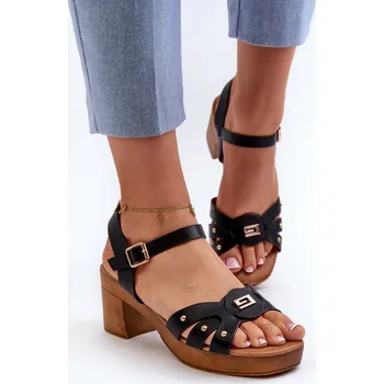 Dámské sandále Dámské sandály na podpatku z eko kůže Assames Barva: Černá, Velikost: 41