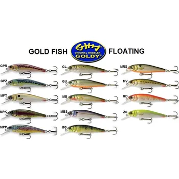 Umělá nástraha GOLDY LURES Wobler Goldy Gold Fish Floating 5,5 cm barva: RD
