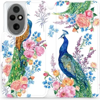 Pouzdro na mobilní telefon Flipové pouzdro Mobiwear - Honor 200 - MX08S Pávi (Knížkové flip pouzdro, obal, kryt na mobil Honor 200 - MX08S Pávi, materiál Umělá kůže + TPU - ochrana 360°, stojánek, silikonová vanička, magnetické zavírání)