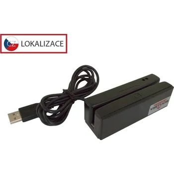 Kancelářská technika Virtuos MSR-100A třístopá čtečka magnetických karet, USB-HID/COM, černá