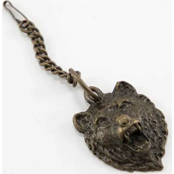 Přívěsek Kovový přívěšek - hlava medvěda - 7 cm x 3 cm x 2 cm