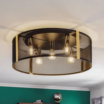 Svítidlo Luminex Stropní světlo Lavinia, zlaté pásky, pětilampové - Ø baldachýn 45 cm černá, zlatá 5 x 60 W - Doprava zdarma