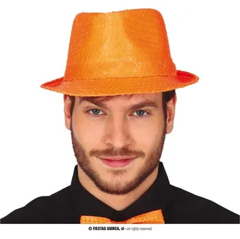 Guirca Neonový flitrový klobouk oranžový