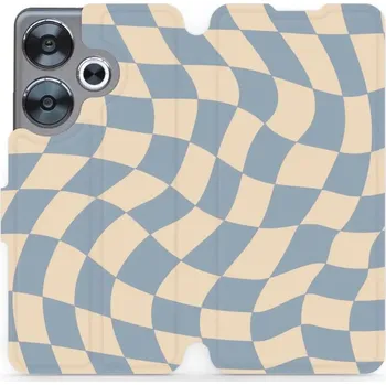 Pouzdro na mobilní telefon Flipové pouzdro Mobiwear - Xiaomi Poco F6 5G - VA59S Modrá a béžová šachovnice (Knížkové flip pouzdro, obal, kryt na mobil Xiaomi Poco F6 5G - VA59S Modrá a béžová šachovnice, materiál Umělá kůže + TPU - ochrana 360°, stojánek, silikonová vanička,)