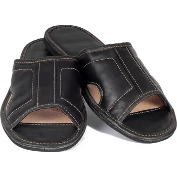 Pánské pantofle Pánské kožené papuče Model 12A černé, VELIKOST 40