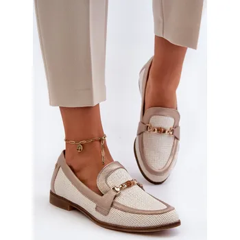 Dámské mokasíny Kožené mokasíny s ozdobou Maciejka 06442-25 Barva: Zlatá, Velikost: 37