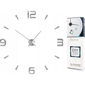 Hodiny VELKÉ NALEPovací HODINY NA ZEĎ MODERNÍ STŘÍBRNÉ