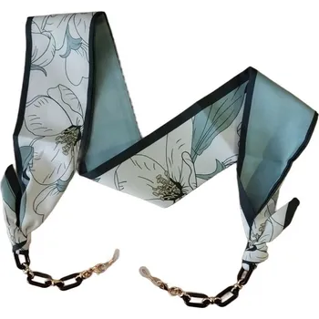 Brýlová obroučka Hedvábný šátek na brýle s řetízkem - Květy