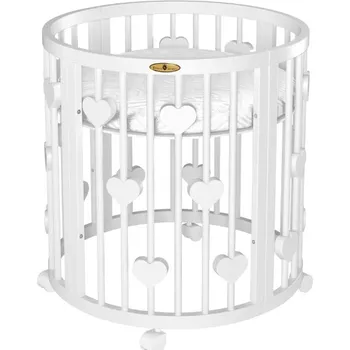 Dětská postýlka Oválná postýlka Royal Sleep 9v1 srdce