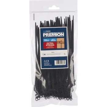 Stahovací páska Stahovací pásky s otvorem černé 4,8 x 200mm 100ks Premion PREP00030